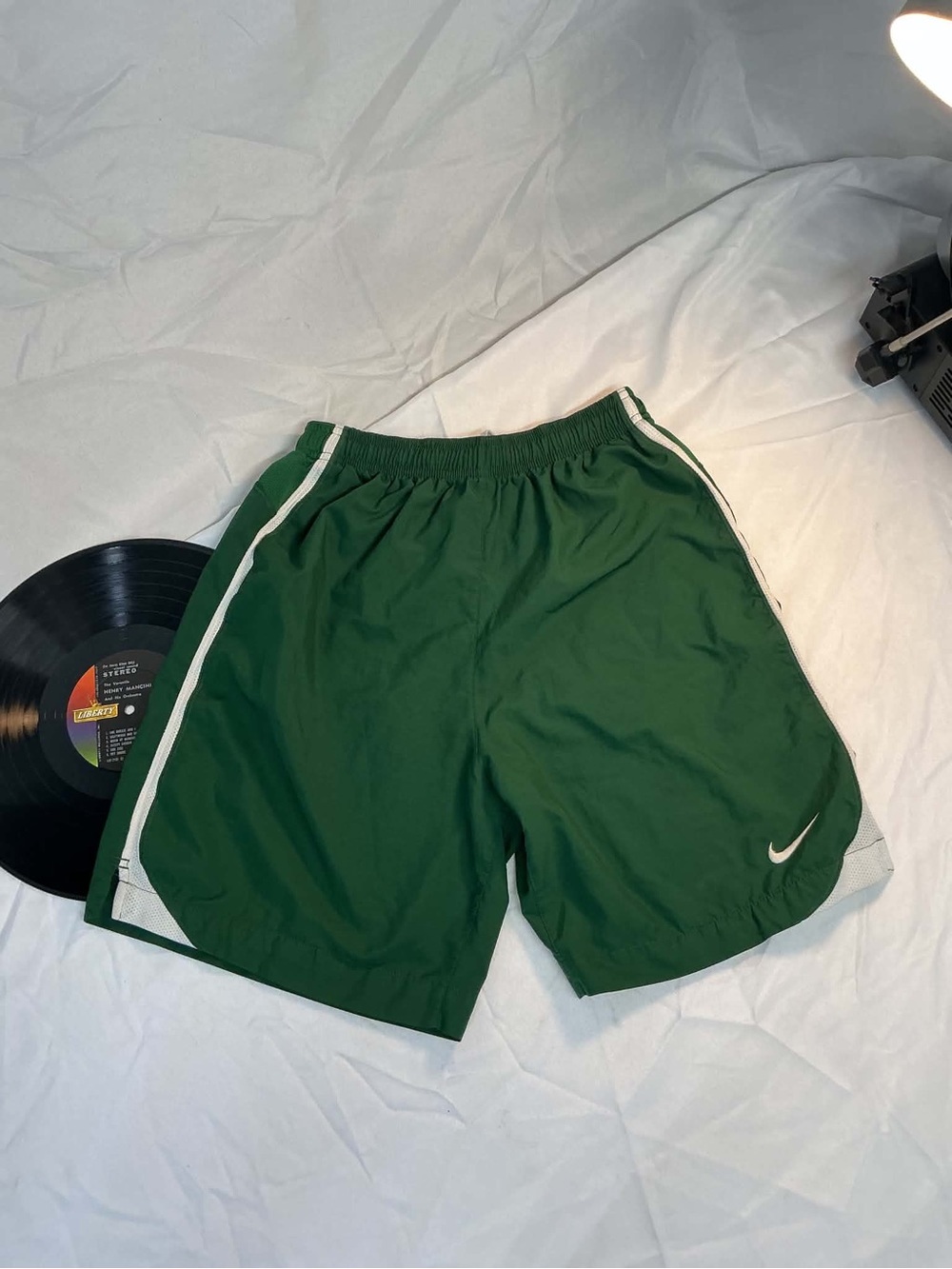 Nike Men’s Dark Green Athletic Shorts with White Accents
